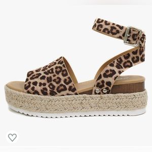 Animal print flat form wedge